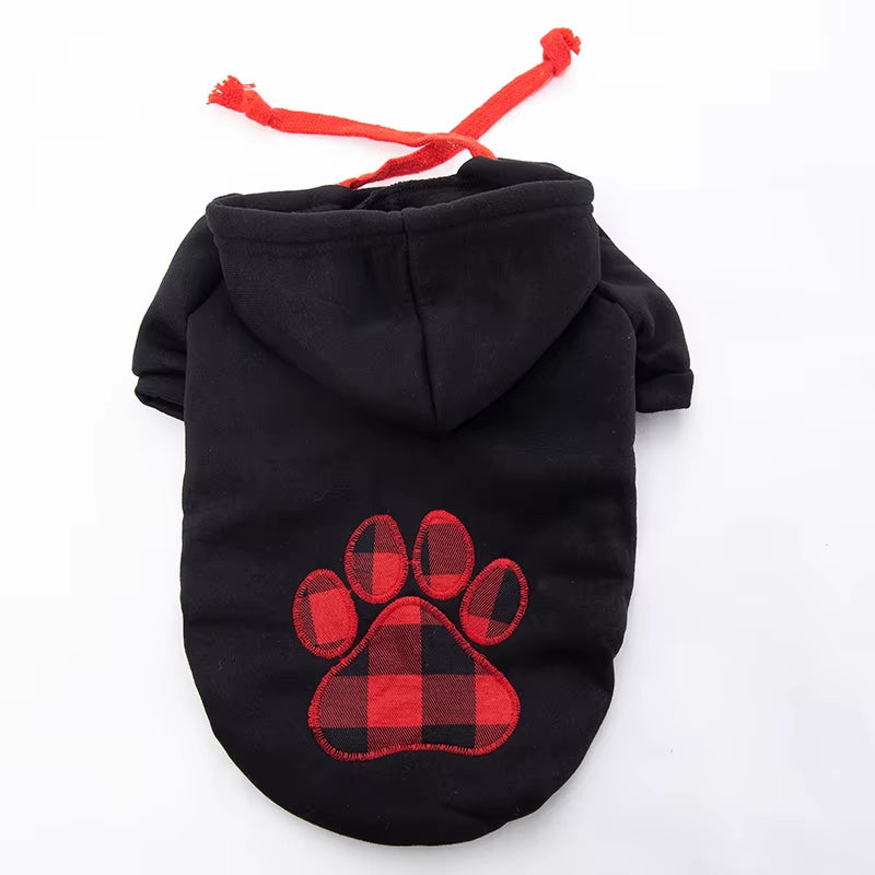 Cool Black Luxury Pet Clothing with Paw Print Design Washable Pet Clothes
