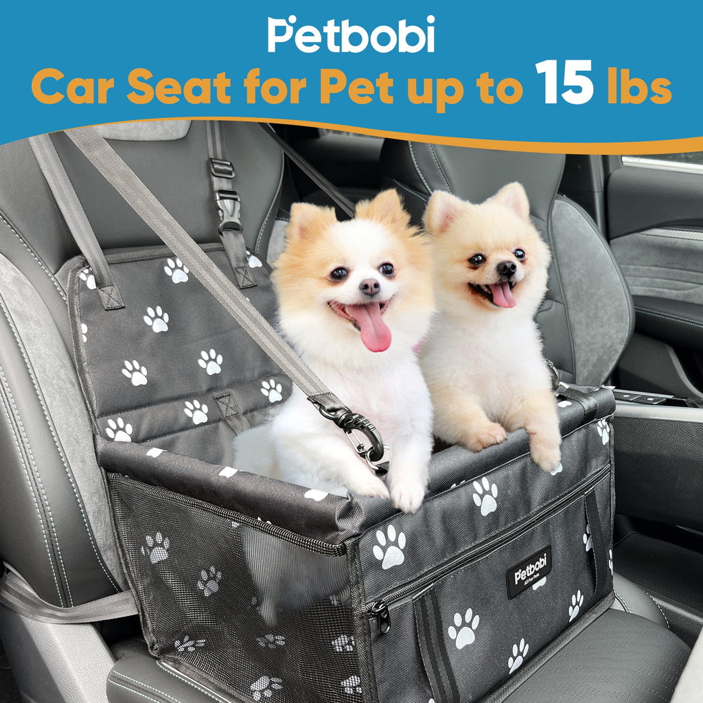 Dog Car Booster Seat Travel Carrier for Dog Cat Portable Travel Bag with Seat Belt Safety Stable for Travel Pet Car Seat with Clip on Leash and Storage Package