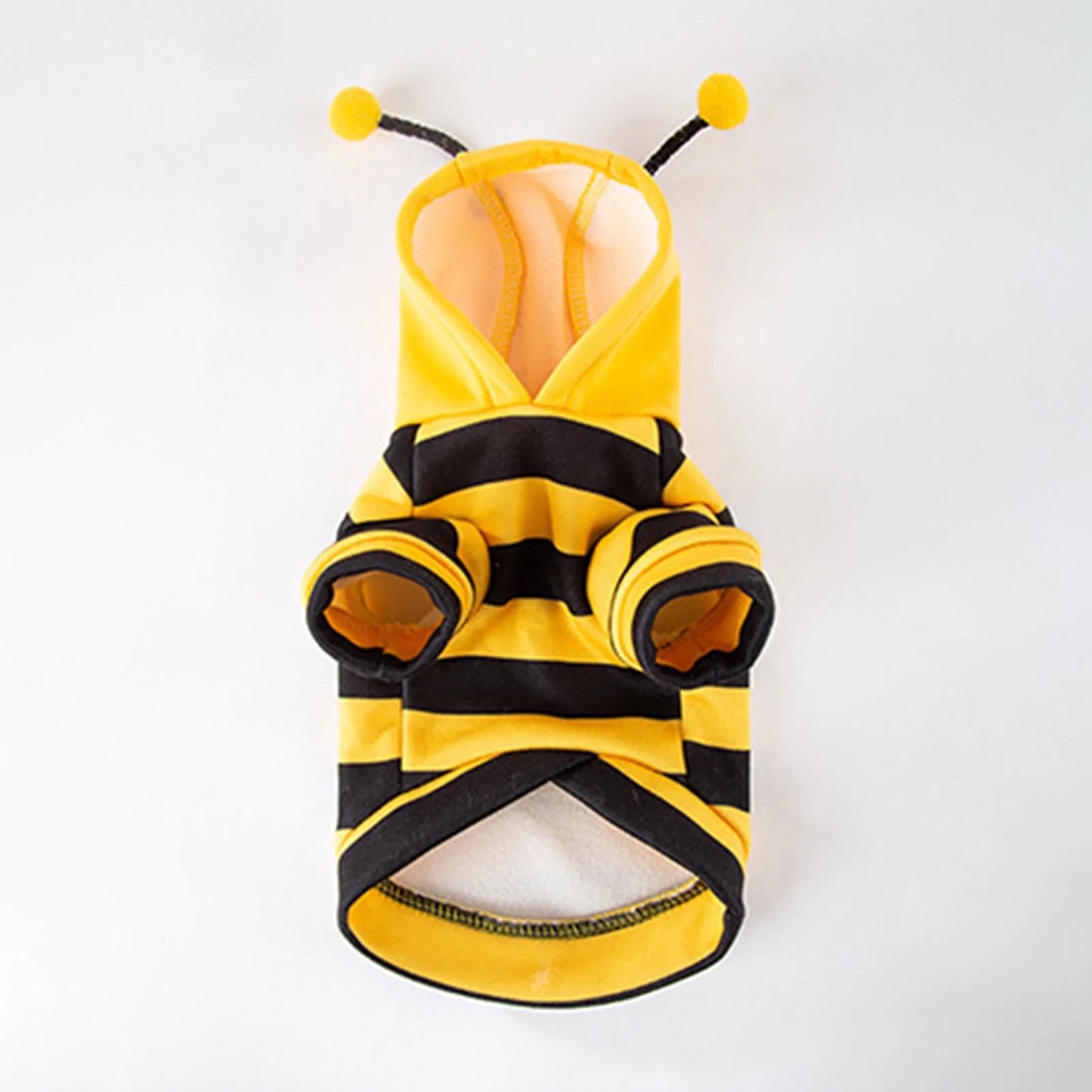 Pet Bee Costume Hood Dog Halloween Clothes Winter Warm Pet Hoodies Cat Holiday Cosplay Outfit for Small Medium Dogs Cats (Yellow,L)