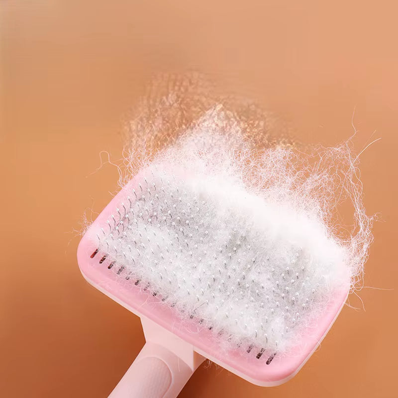 Self-Cleaning Ergonomic Pet Grooming Brush - Easy One-Key Hair Remover for Cats & Dogs, Skin-Friendly & Washable