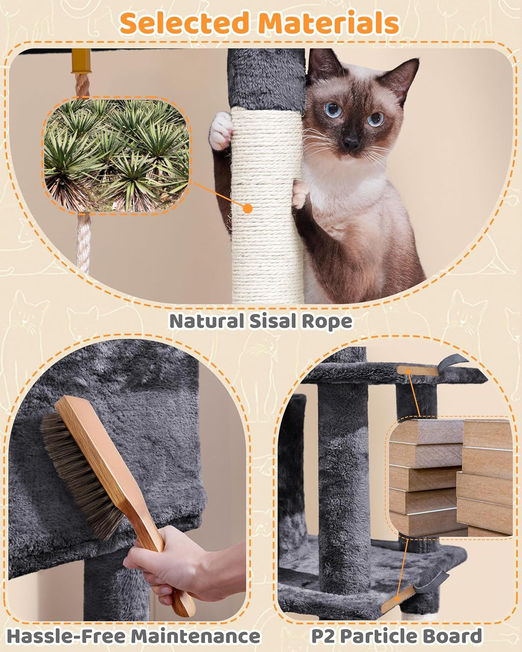 Ultimate 63-Inch Cat Tree for Heavy Cats - Plush Condo, Hammock, Sisal Scratching Posts, Multi-Pet Friendly, Easy Assembly, Stable Base