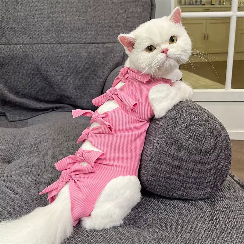Pet Cat Spay Suit Breathable Anti-Lick Recovery Shirt Soft Post-Surgery Protective Clothing for Cats Medical Vest