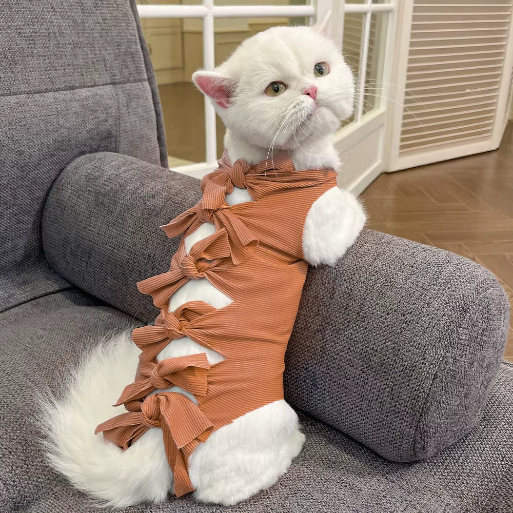 Pet Cat Spay Suit Breathable Anti-Lick Recovery Shirt Soft Post-Surgery Protective Clothing for Cats Medical Vest