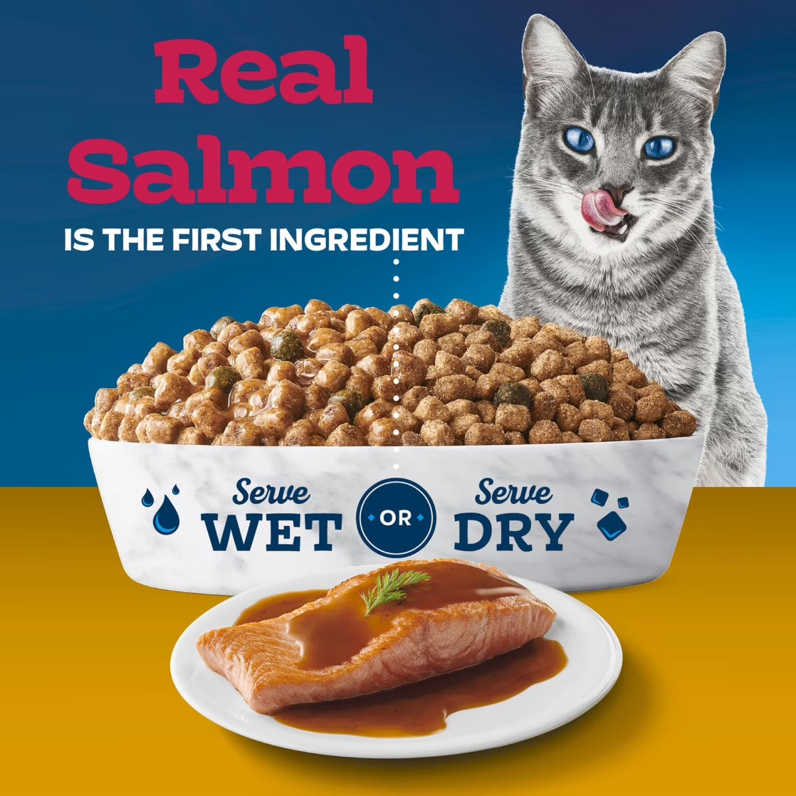 Tastefuls Irresistible Gravy Indoor Adult Dry Cat Food, Salmon, 5Lb Bag