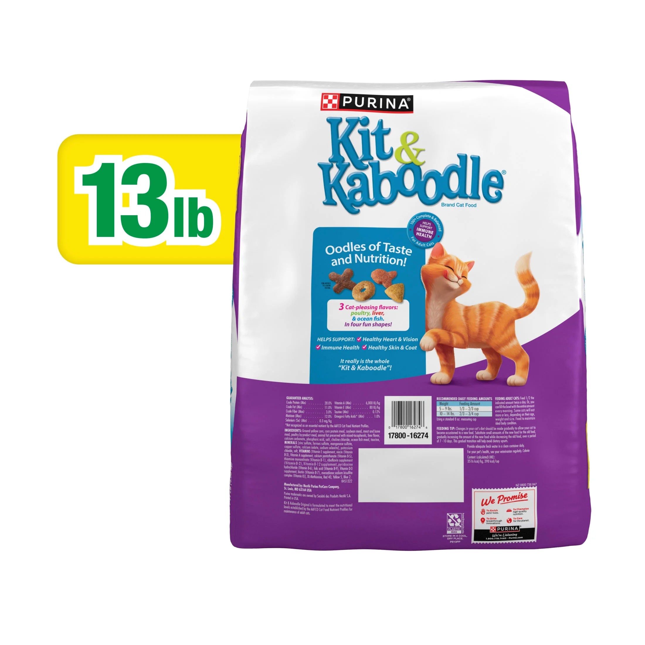 Purina  Original, Indoor Dry Cat Food, Chicken, Liver, Turkey, Oceanfish, 13 Lb Bag
