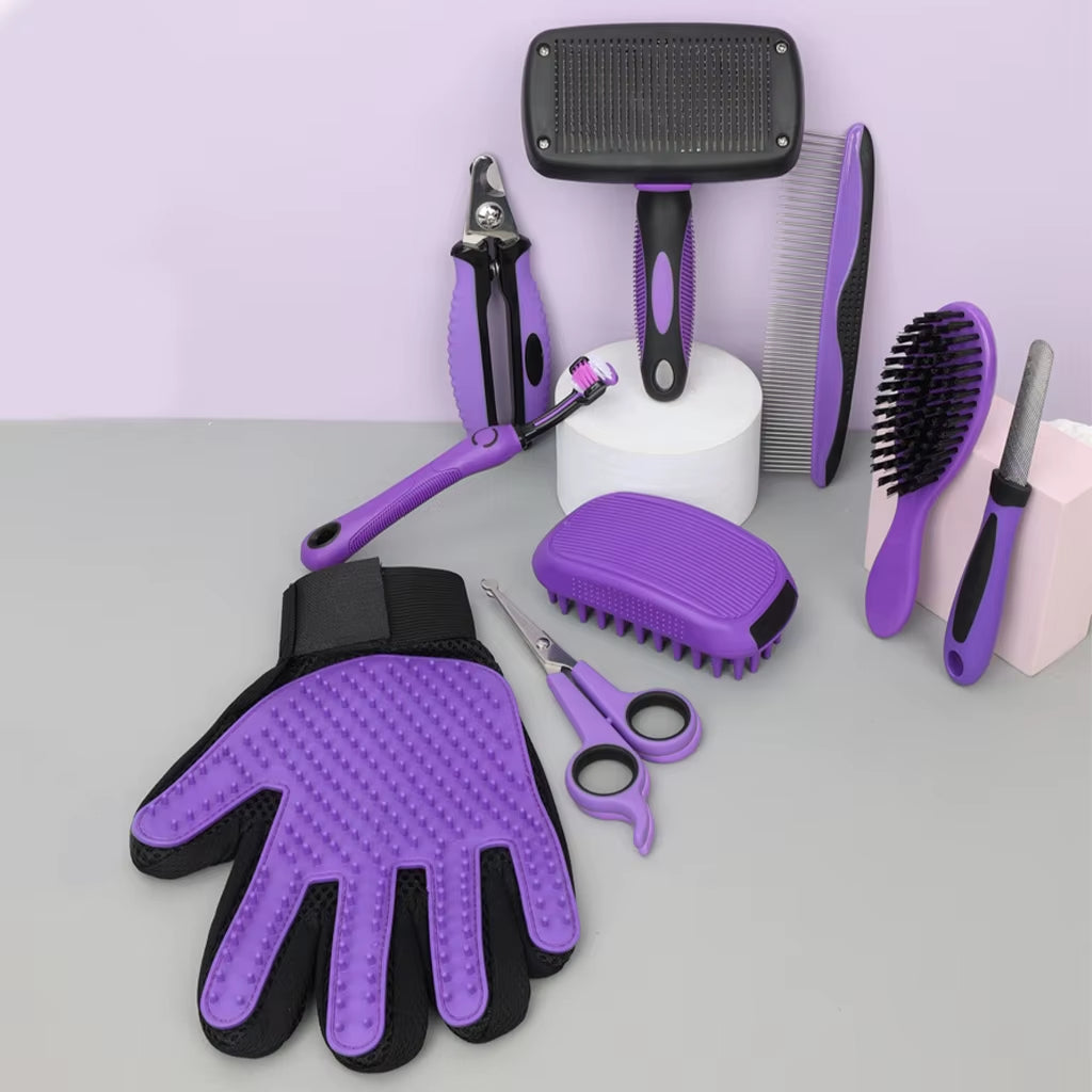 Ultimate 9-In-1 Pet Grooming Kit for Dogs and Cats – Comb, Scissors, Nail Clipper, Gloves & More!