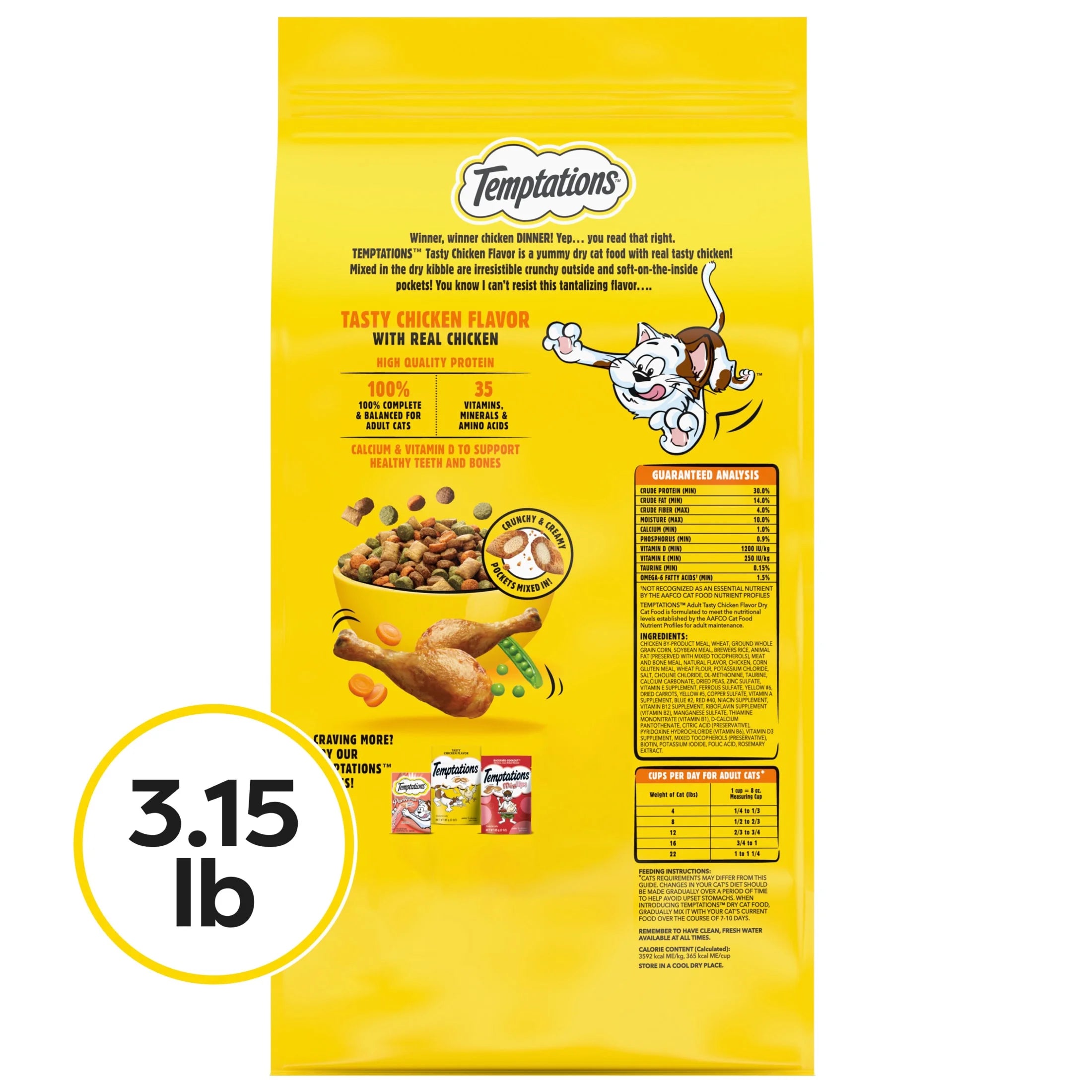 Tasty Chicken Flavor Dry Cat Food, 3.15 Lb Bag
