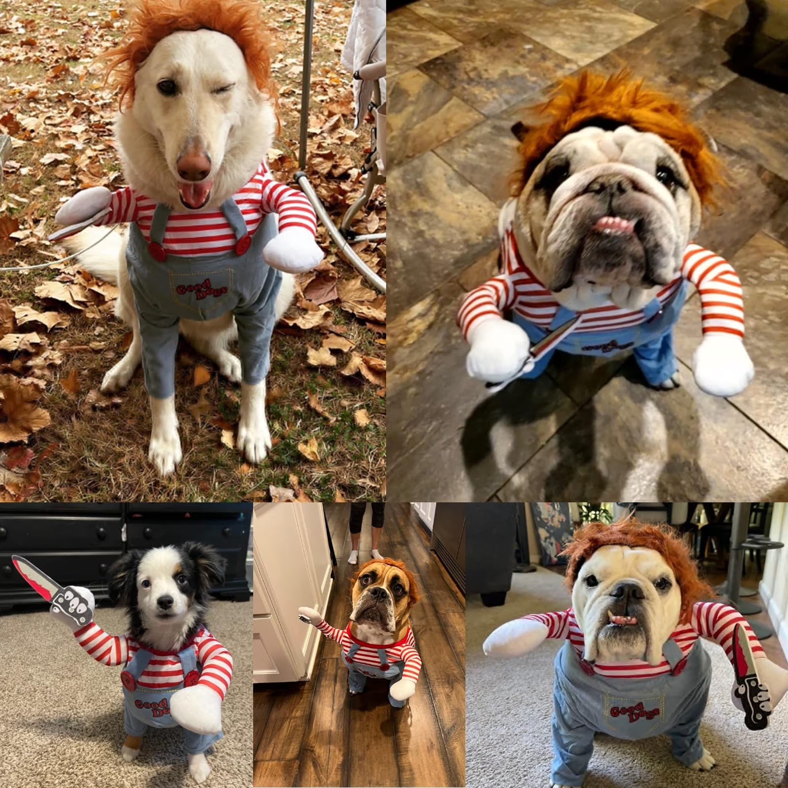 Pet Deadly Costume, Dog Funny Costume Christmas Cosplay Outfits Cute Clothes Adjustable Party Dress up Apparel Accessories for Small Medium Large Dogs