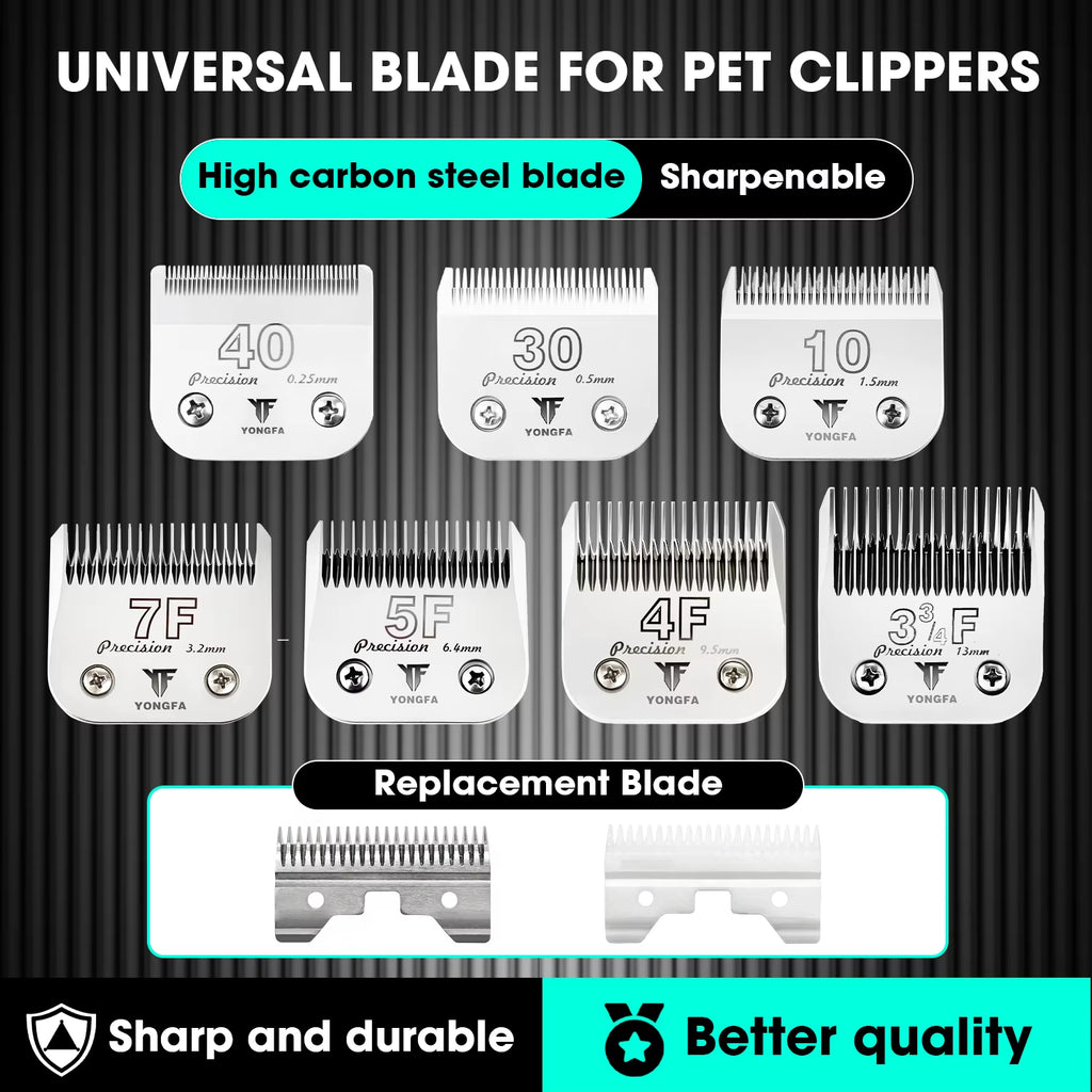High-Carbon Steel A5 Dog Clipper Blades - Professional Grooming Tool for Cats and Dogs