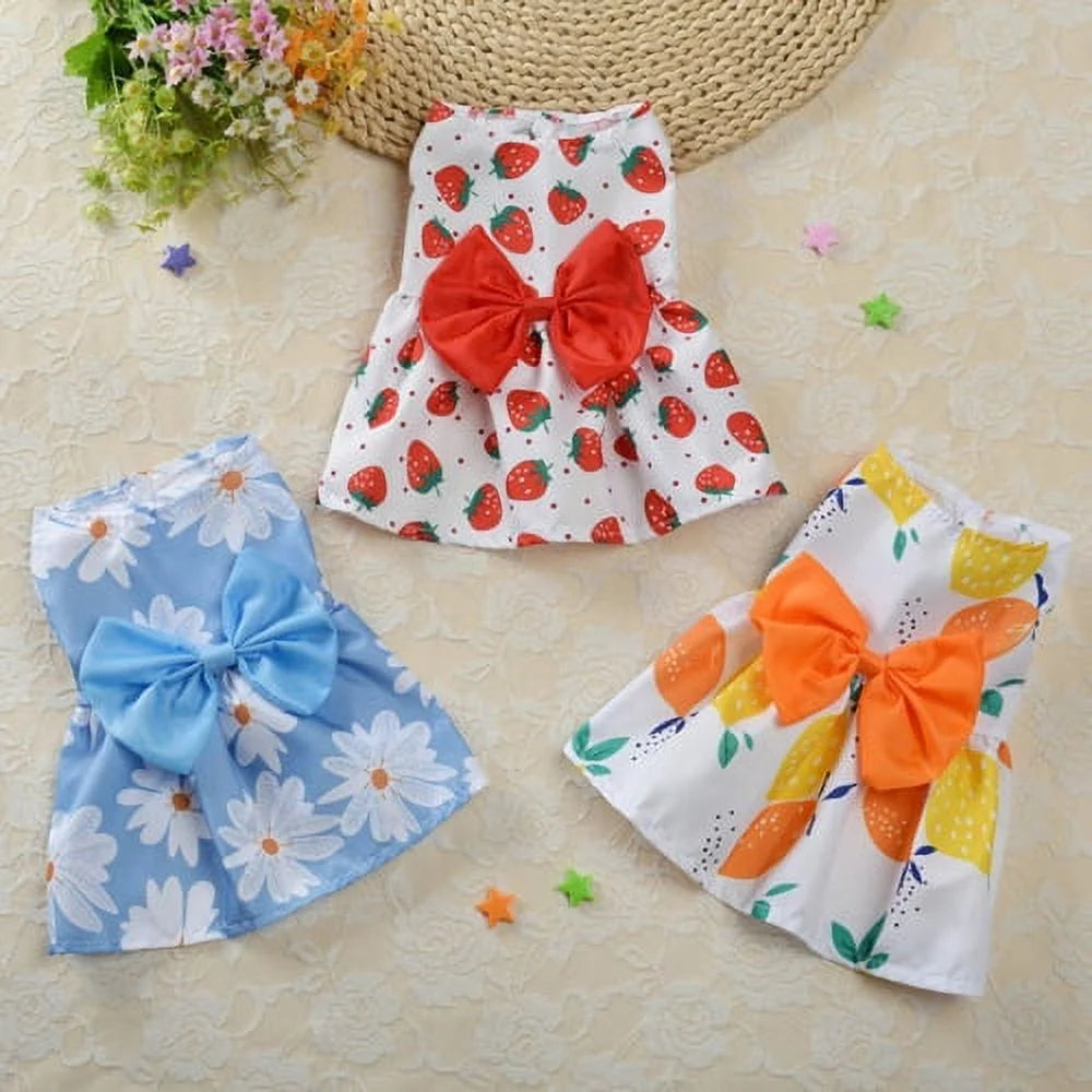 Pet Dress Sleeveless Soft Floral Print Small Dog Cat Clothing for XS-XL Puppy Kitten