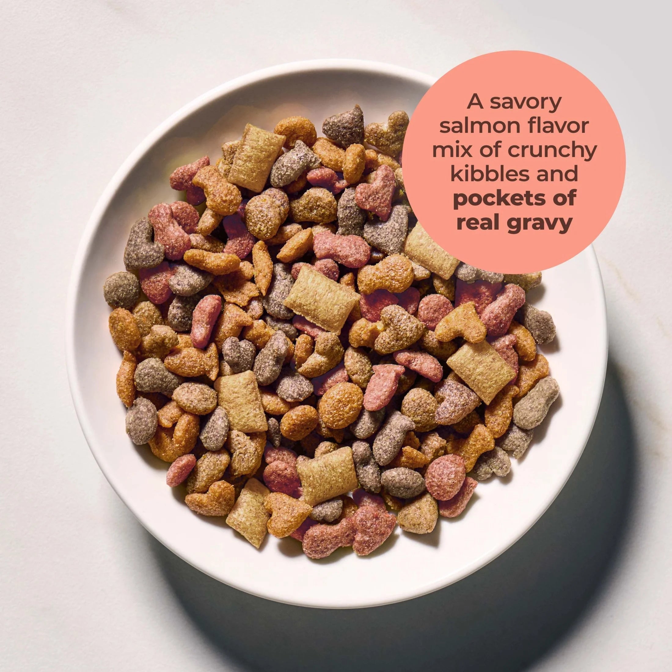 Gravy Bursts, Savory Salmon Flavor Kibble Mix, Gravy Filled Dry Cat Food, 3 Lb. Bag