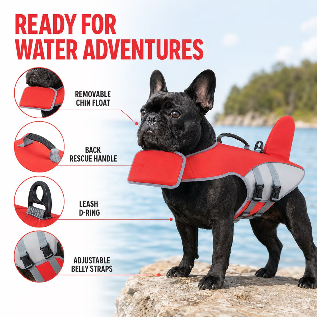 Float Paw Dog Life Jacket with Chin Float Pet Swimming Vest with Rescue Handle Large Dogs Safety Lifesaver Life Vest for Small Medium Large Dogs