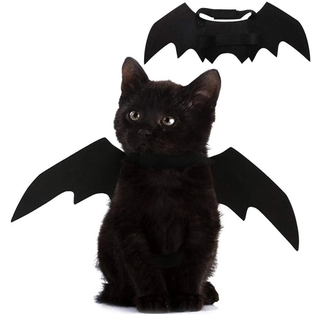Adjustable Pet Costume Collar - Bat-Themed Dress up Accessories for Cats & Dogs, Halloween Party Decoration