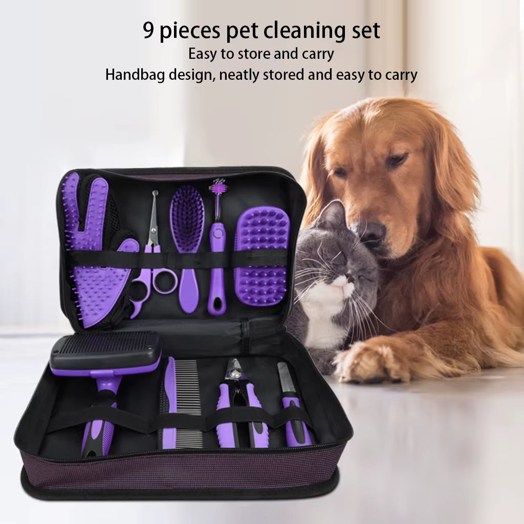 Ultimate 9-In-1 Pet Grooming Kit for Dogs and Cats – Comb, Scissors, Nail Clipper, Gloves & More!
