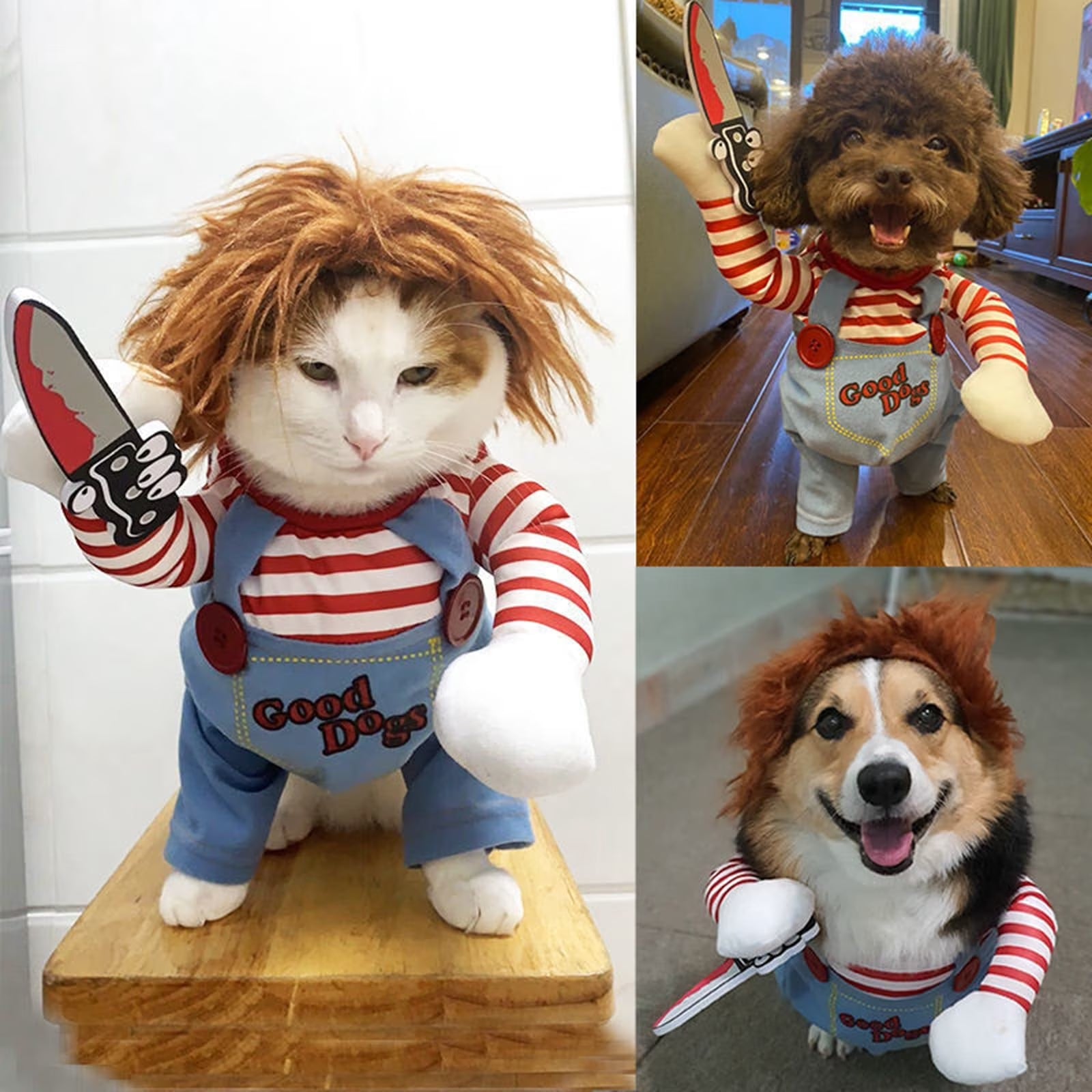 Pet Deadly Costume, Dog Funny Costume Christmas Cosplay Outfits Cute Clothes Adjustable Party Dress up Apparel Accessories for Small Medium Large Dogs
