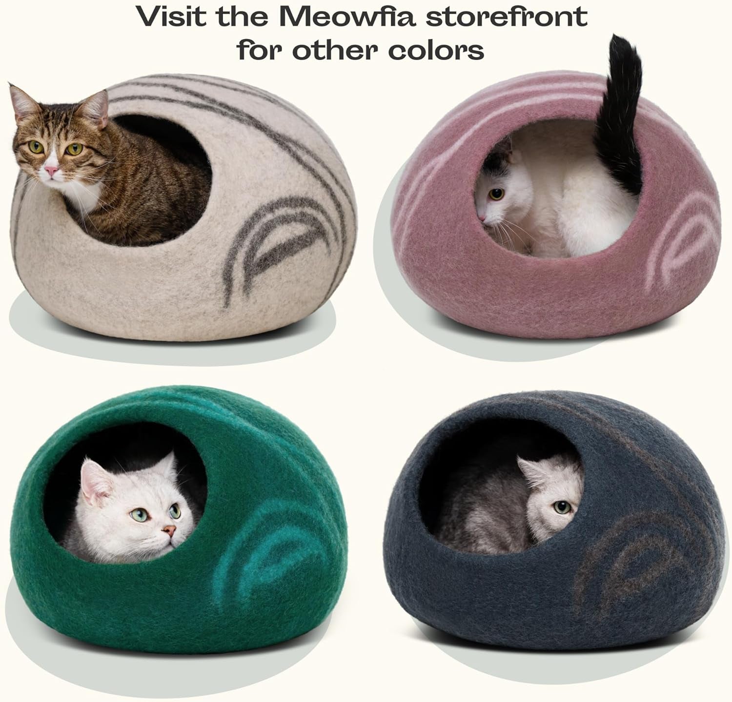 Cat Cave – Premium Felt Cat Bed Enclosure for Indoor Cats, Handmade Merino Wool (Light Gray, Medium)