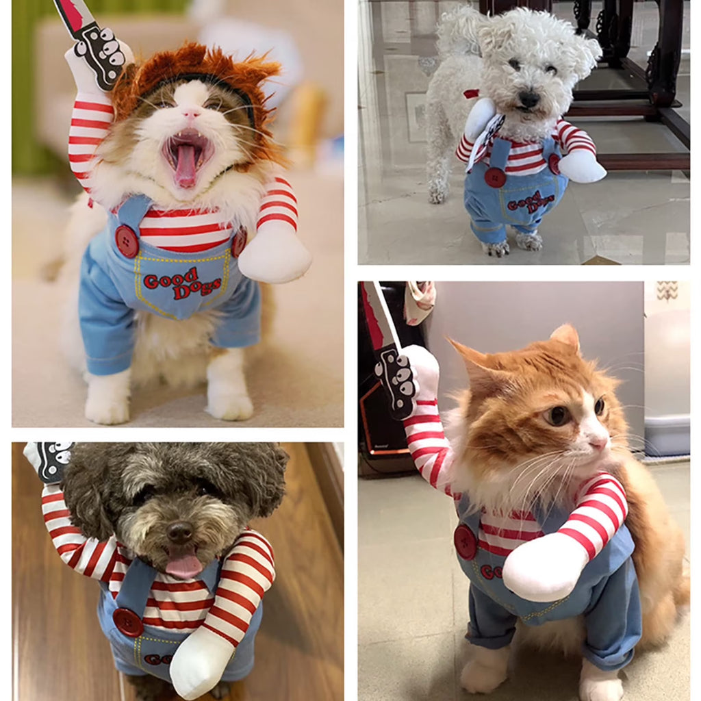 Pet Deadly Costume, Dog Funny Costume Christmas Cosplay Outfits Cute Clothes Adjustable Party Dress up Apparel Accessories for Small Medium Large Dogs
