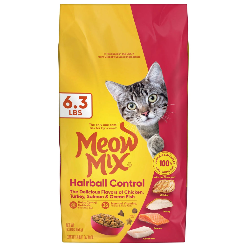 Hairball Control Dry Cat Food for Adult Cats, Crunchy Cat Kibble, 6.3 Lb Bag