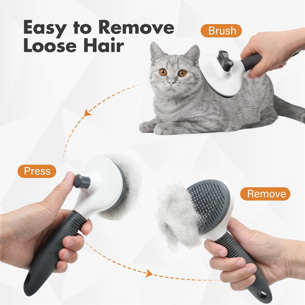 Cat Brush for Shedding, Self Cleaning Slicker Brush for Dogs Bunny Puppy Grooming