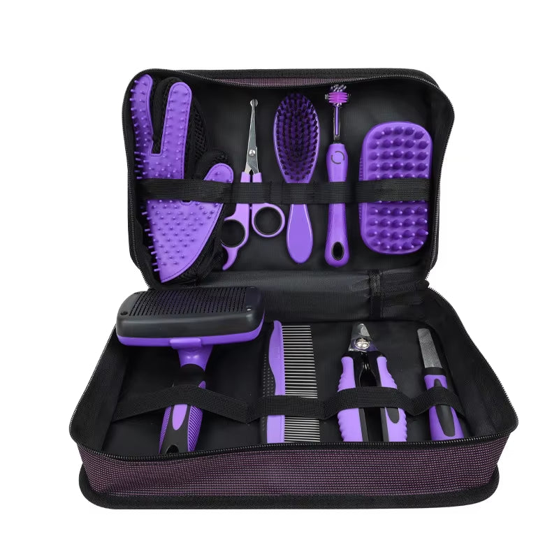 Ultimate 9-In-1 Pet Grooming Kit for Dogs and Cats – Comb, Scissors, Nail Clipper, Gloves & More!