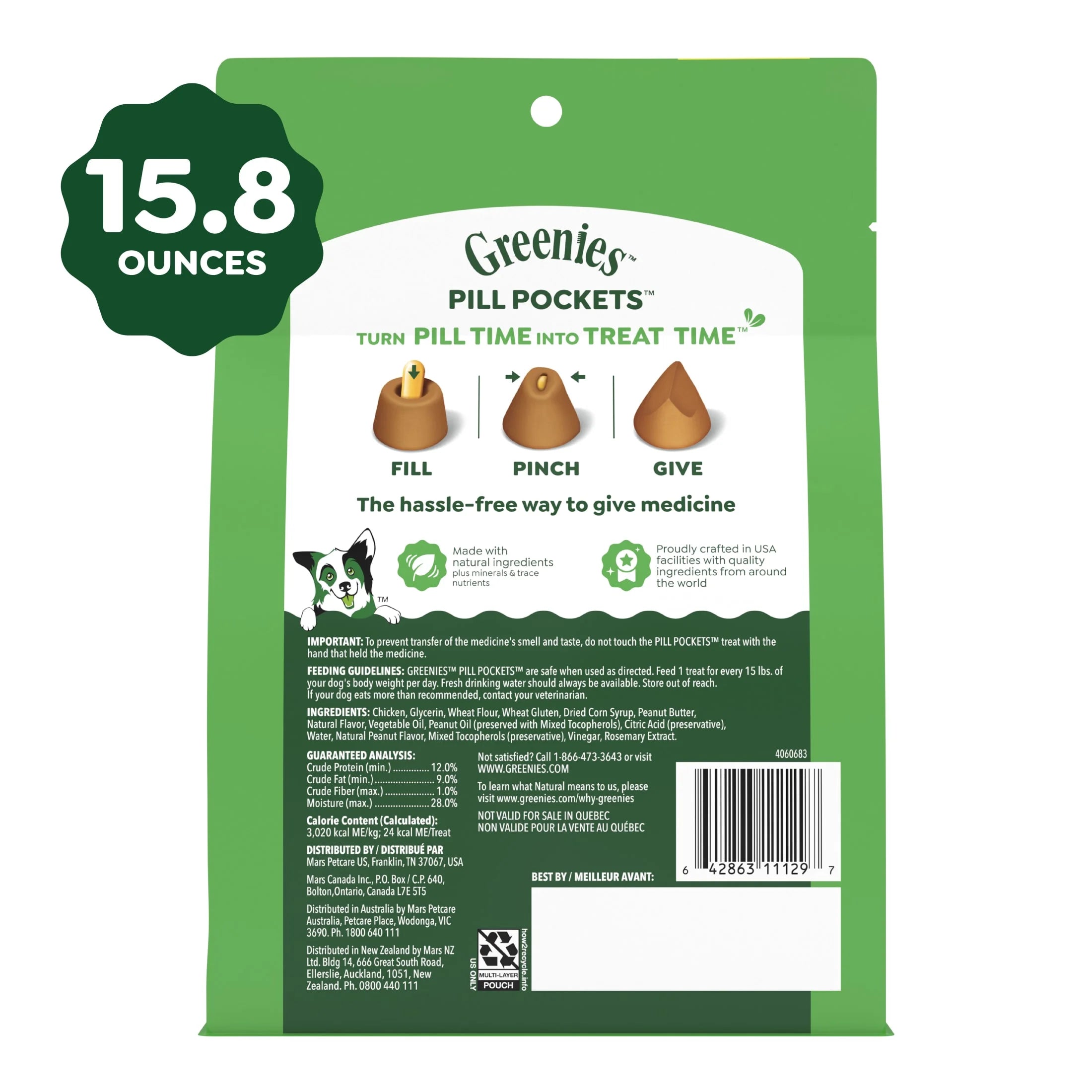 Large Dog Pill Pockets Peanut Butter Flavor 15.8 Oz