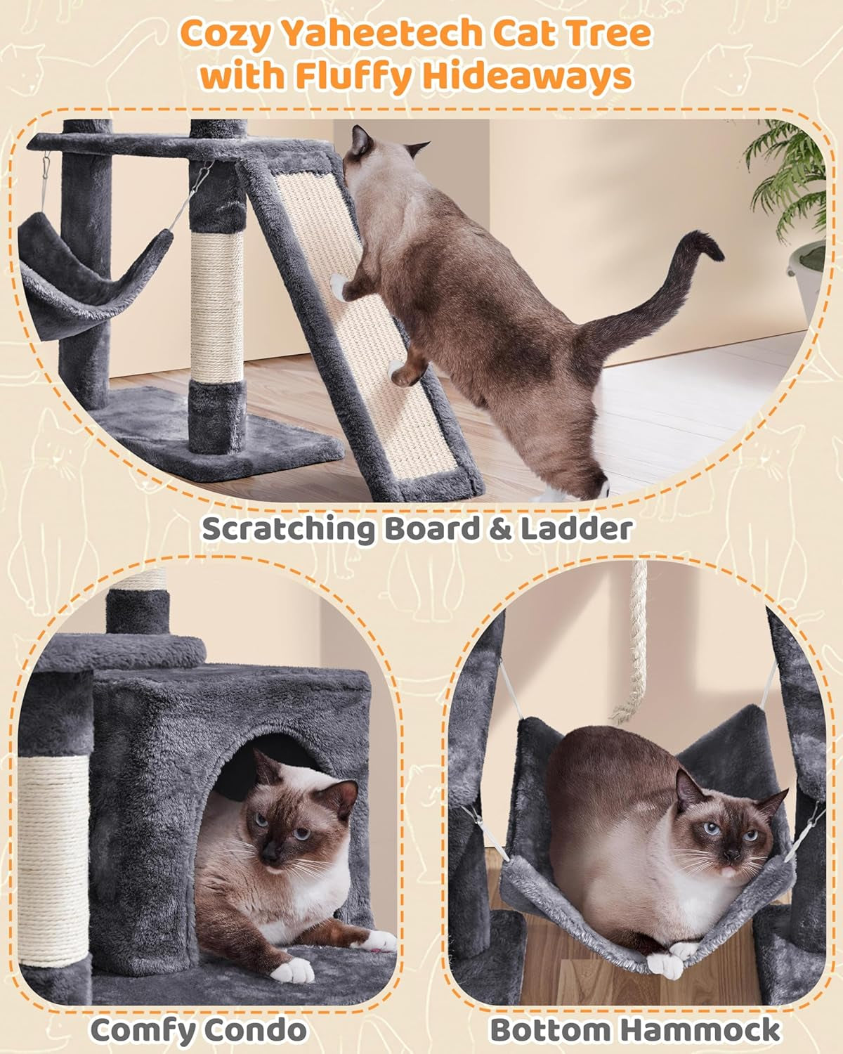 Ultimate 63-Inch Cat Tree for Heavy Cats - Plush Condo, Hammock, Sisal Scratching Posts, Multi-Pet Friendly, Easy Assembly, Stable Base