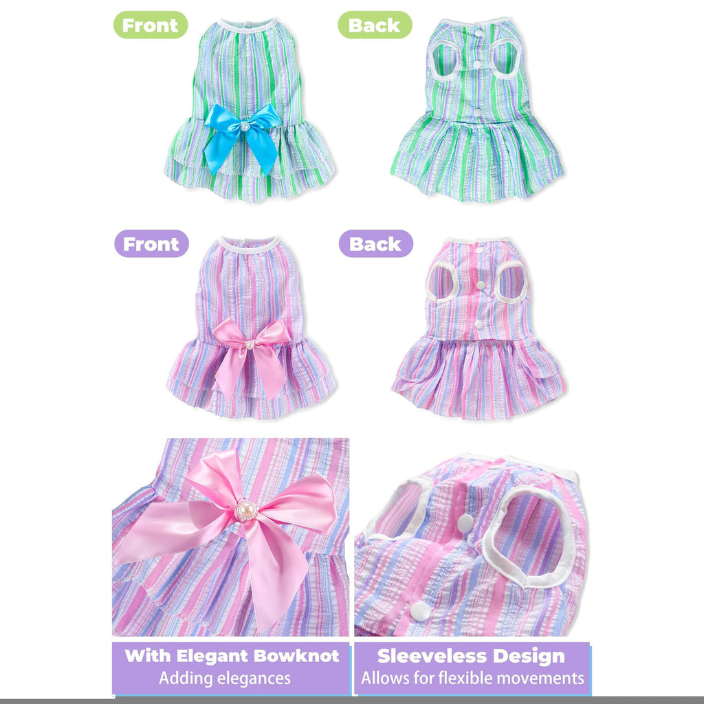 4 Pack Dog Dresses for Small Dogs Girl, Cute Summer Puppy Clothes, Pet Dog Princess Dress with Sweet Bowknot, Doggie Outfits for Yorkie Chihuahua Cat Small Pets XS