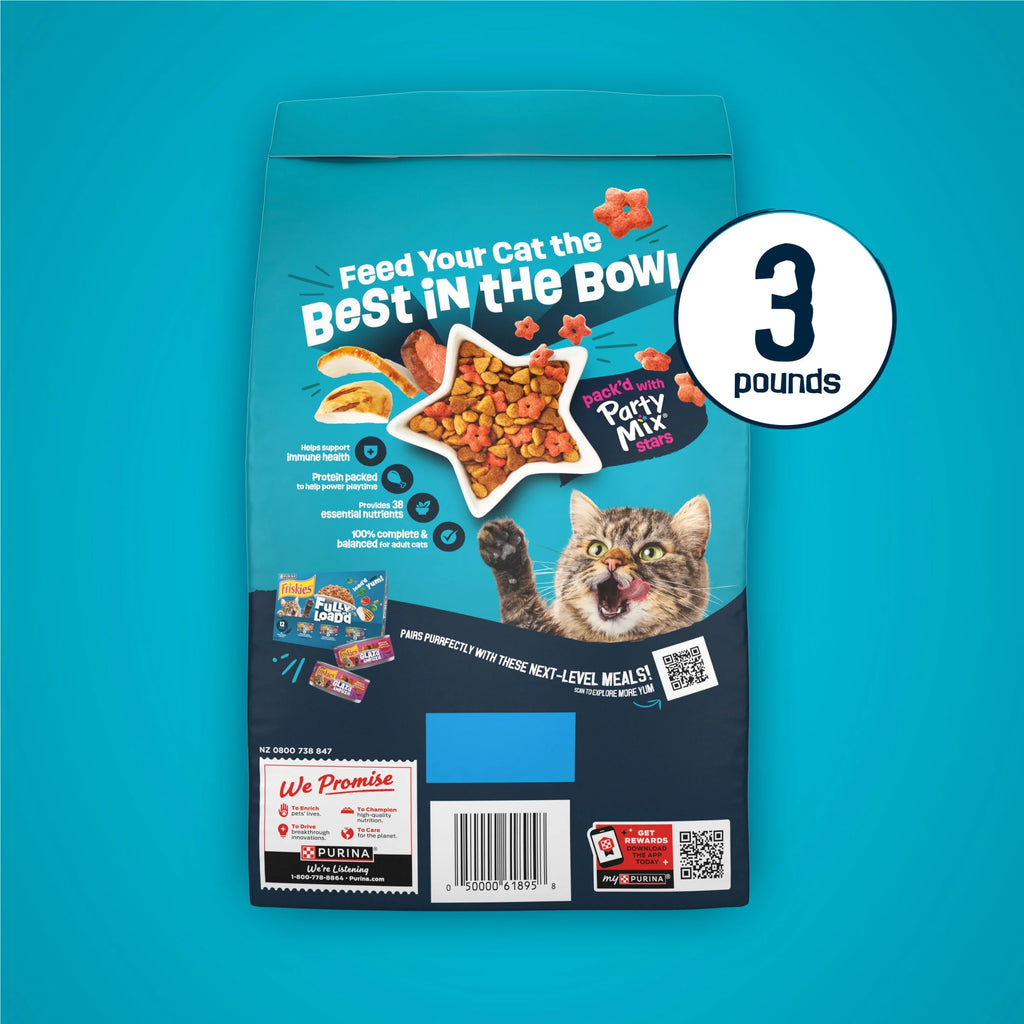 Purina  Party Pack’D with Flavors of Chicken, Liver and Turkey Crunchy Dry Cat Food, 3 Lb.