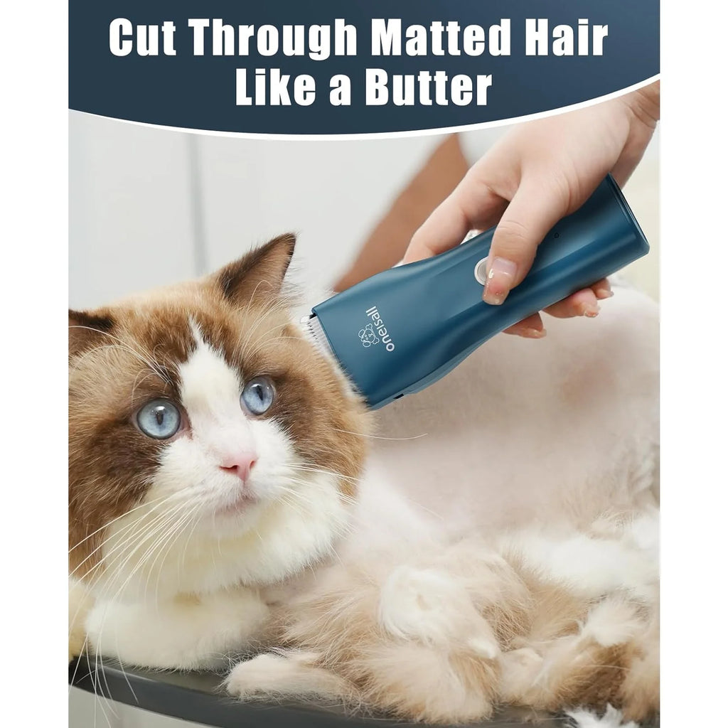 LGL006 Cat Grooming Clippers, Cordless Quiet Cat Clippers for Cat Matted Hair, IPX7 Waterproof Small Pet Hair Clippers with 2 Guide Combs & Storage Bag, Pet Shaver for Grooming - Navy Blue
