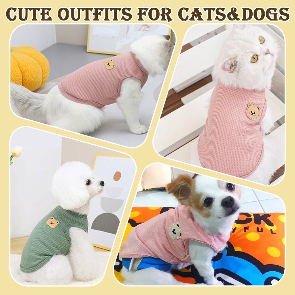 4-Piece Breathable Dog Shirts for Small & Medium Pets – Comfortable Spring Outfits for Puppies and Cats(Medium)
