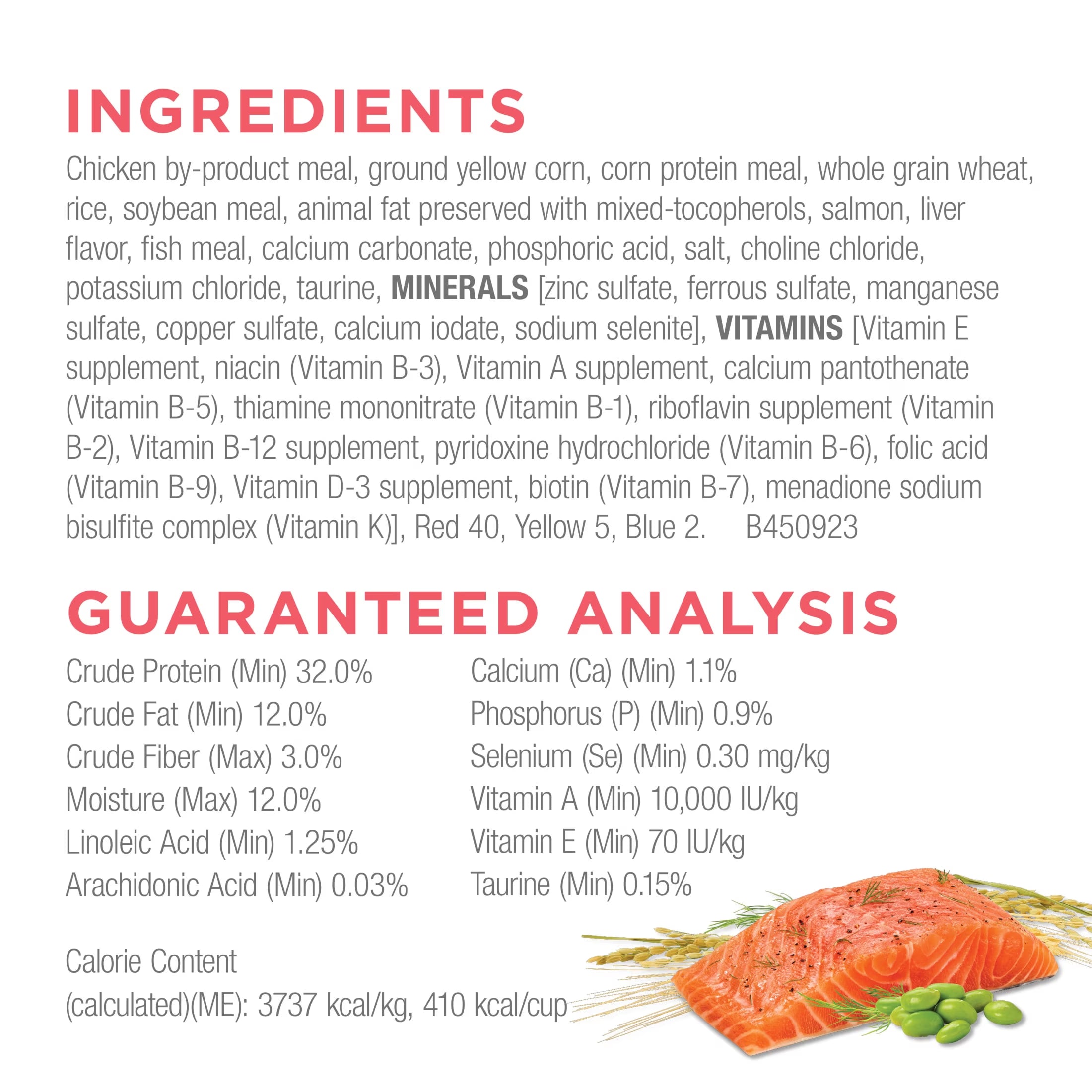 Purina  Complete High Protein Dry Cat Food with Real Salmon, 3.15 Lb Bag