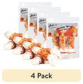 (4 Pack)  6.5" Rawhide Dog Bone, Long Lasting Chicken Wrapped Dog Treats (4/Pack), Beefhide Bone for Large Dogs, 11Oz