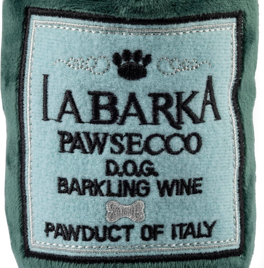 Labarka Pawsecco Plush Dog Toy, Wine Parody Chew Toys | Funny Interactive Stuffed Squeaky Toys for Small to Large Dogs, Soft Cuddly, Indoor/Outdoor Play, Machine Washable, One Size