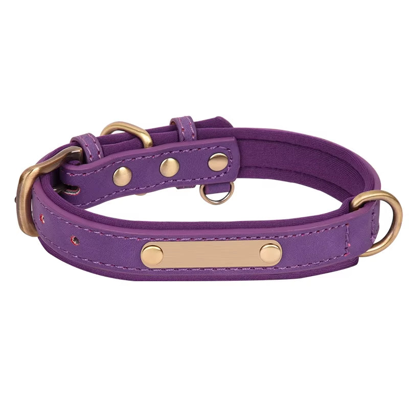 Factory Direct Sales Retro Leather Dog Leash with Breathable Dog Collar Contrast Color Solid Pattern Space Cotton Pet Lettering
