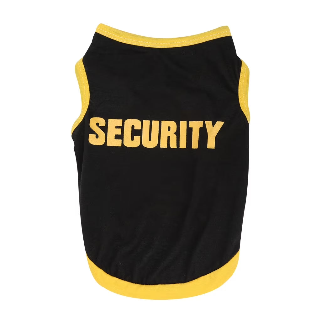 Dog Vest New Pet Spring and Summer Breathable Security Print Vest Dog Cat Clothing Black