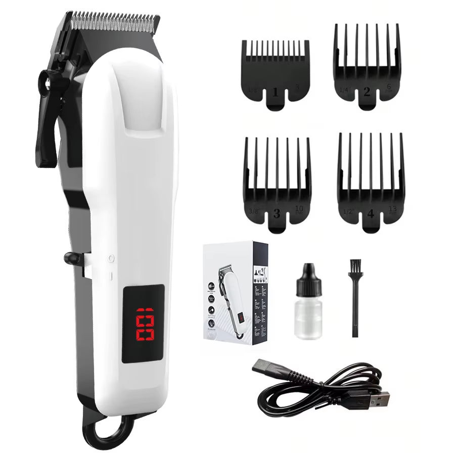 Rechargeable Low Noise Stainless Steel Dog Grooming Kit with LCD Display - Waterproof & Fast Charging for Small Breeds