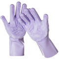 Dog Washing Gloves 1 Pair: Soft and Gentle Silicone Pet Grooming Gloves - Bathing Scrubber Brush Mitt Grooming Shedding Fur Removal Massage for Dogs/Cats/Horse, Purple