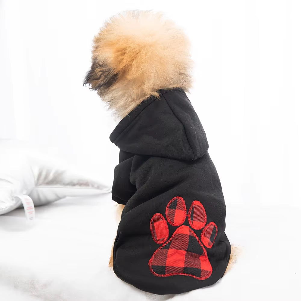 Cool Black Luxury Pet Clothing with Paw Print Design Washable Pet Clothes