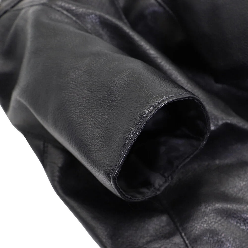 Fashion Small Cat Dog Jacket Black PU Leather Motorcycle Coat Outfit Clothes with Studs