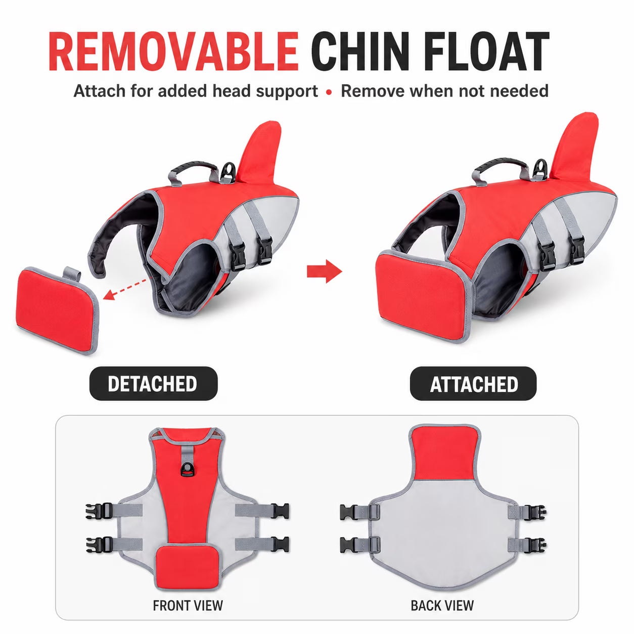 Float Paw Dog Life Jacket with Chin Float Pet Swimming Vest with Rescue Handle Large Dogs Safety Lifesaver Life Vest for Small Medium Large Dogs