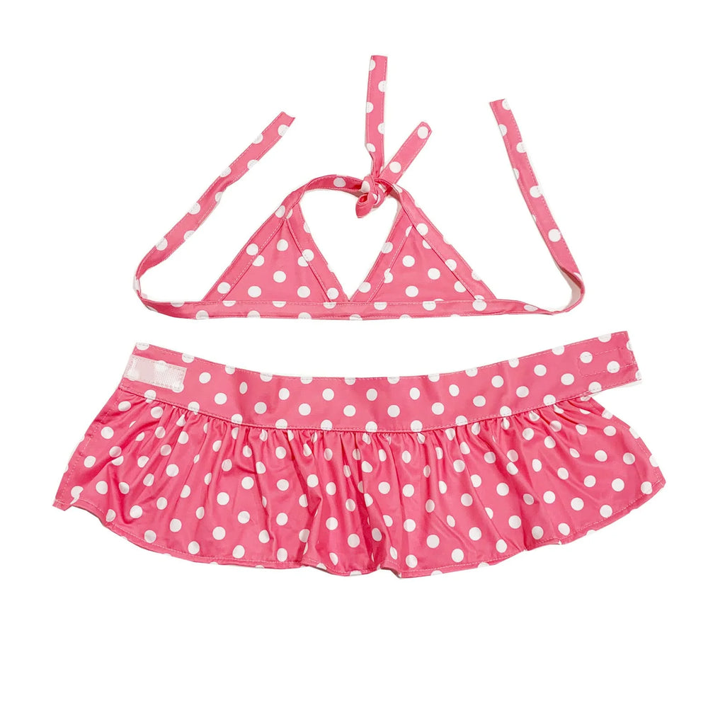 Dog Bikini Swimsuit Summer Puppy Bathing Dress Beach Clothes Cat Costume for Puppy Dog Cat (M, Pink Polka Dots)