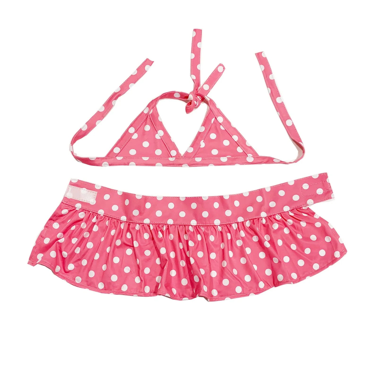Dog Bikini Swimsuit Summer Puppy Bathing Dress Beach Clothes Cat Costume for Puppy Dog Cat (M, Pink Polka Dots)