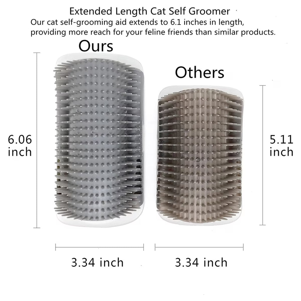 Extended (6.1Inch) 2 Pack Cat Self Groomer for Indoor Cats Face Scratchers Wall Corner Grooming Brush