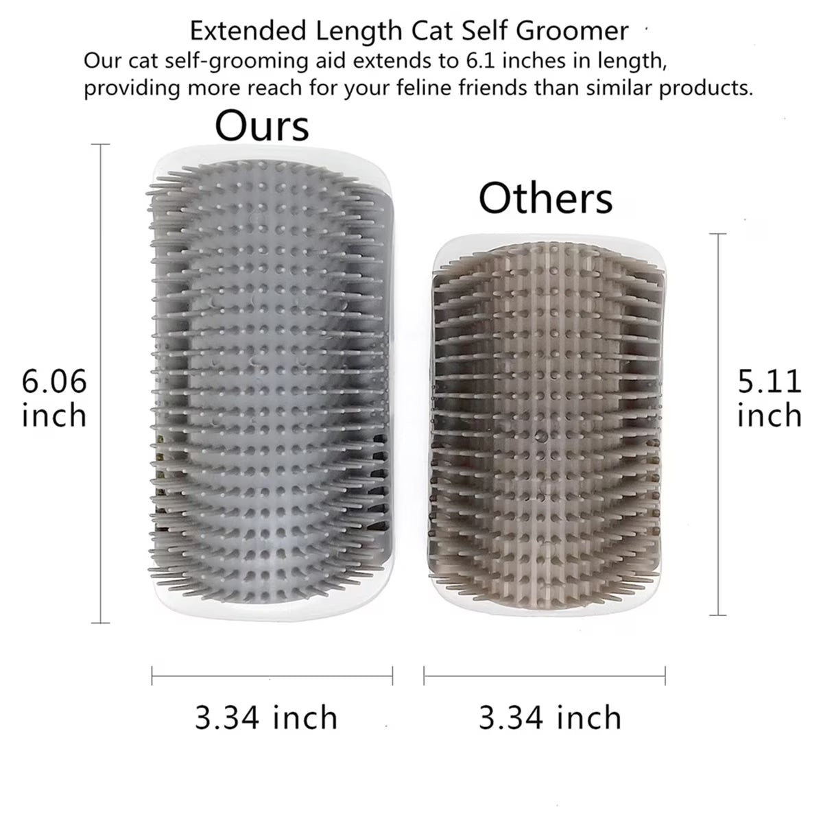 Extended (6.1Inch) 2 Pack Cat Self Groomer for Indoor Cats Face Scratchers Wall Corner Grooming Brush