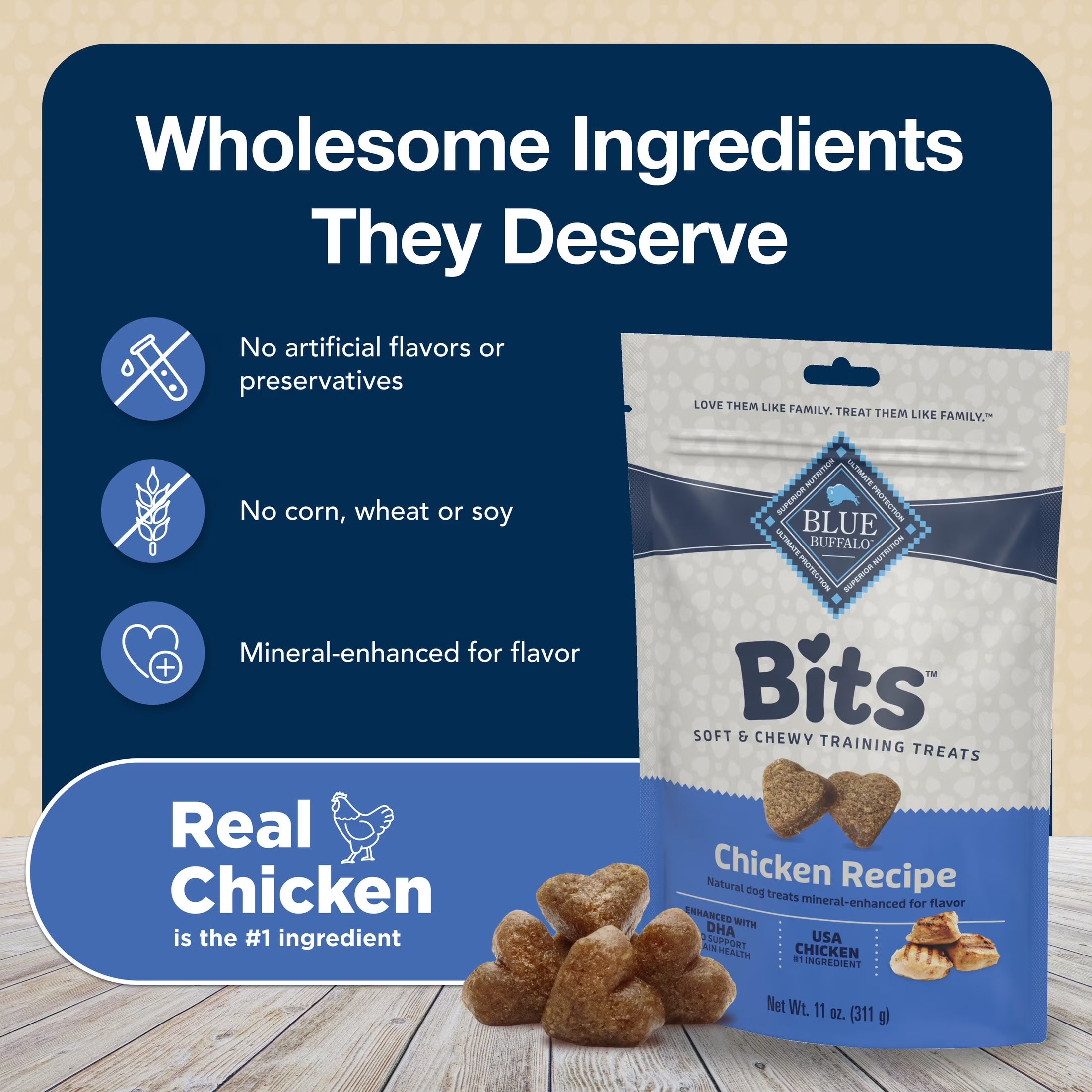 Bits Soft Dog Treats for Training, Enhanced with DHA, 11-Oz. Bag