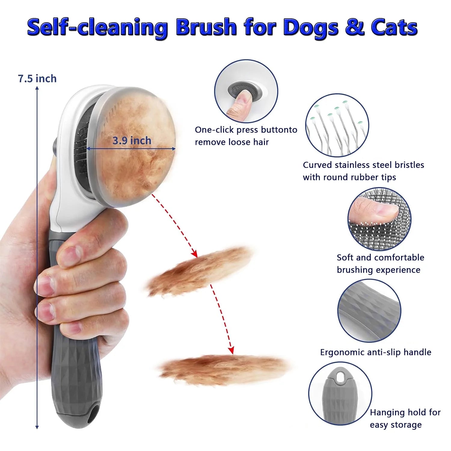 Cat Dog Brush Grooming Kits, Best Combo Brush for Dogs Cats, 6 Pcs