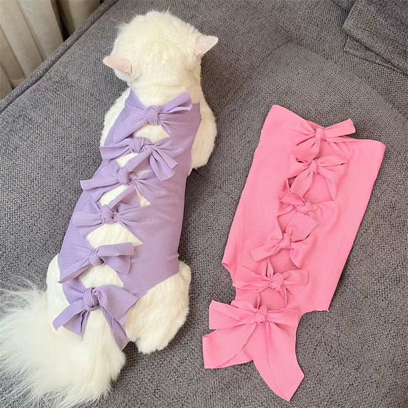 Pet Cat Spay Suit Breathable Anti-Lick Recovery Shirt Soft Post-Surgery Protective Clothing for Cats Medical Vest