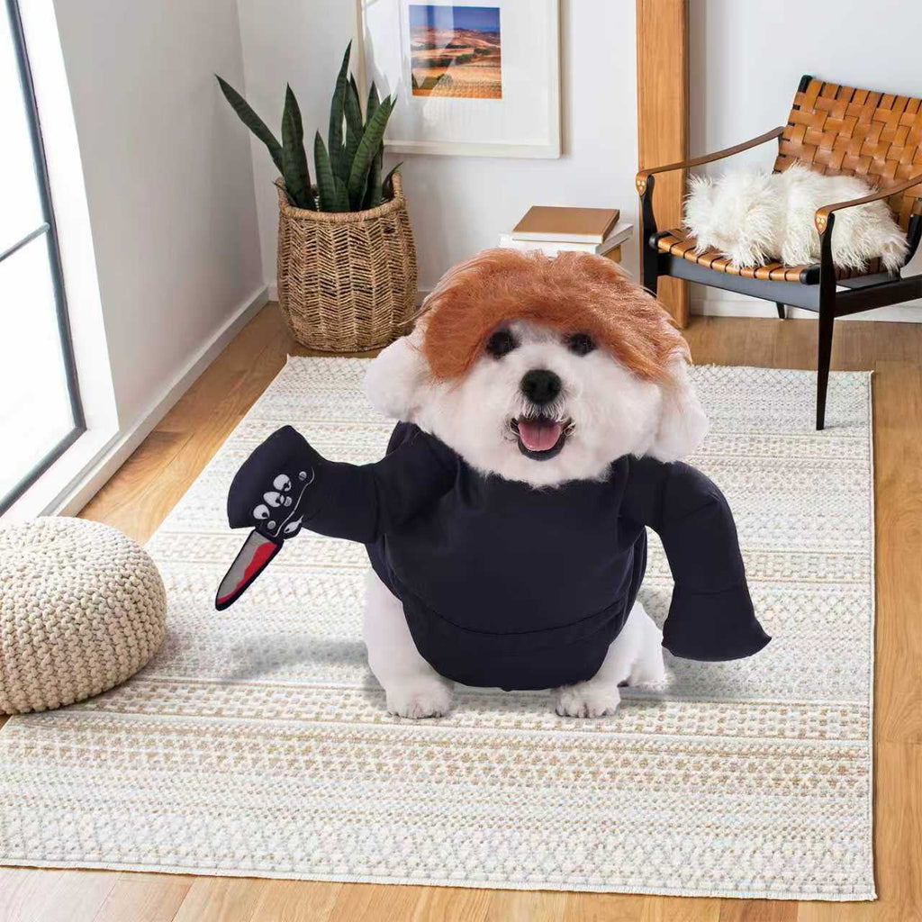 Funny Dog Jumpsuit with Knife, Halloween Pet Costume, for Small Dogs,L