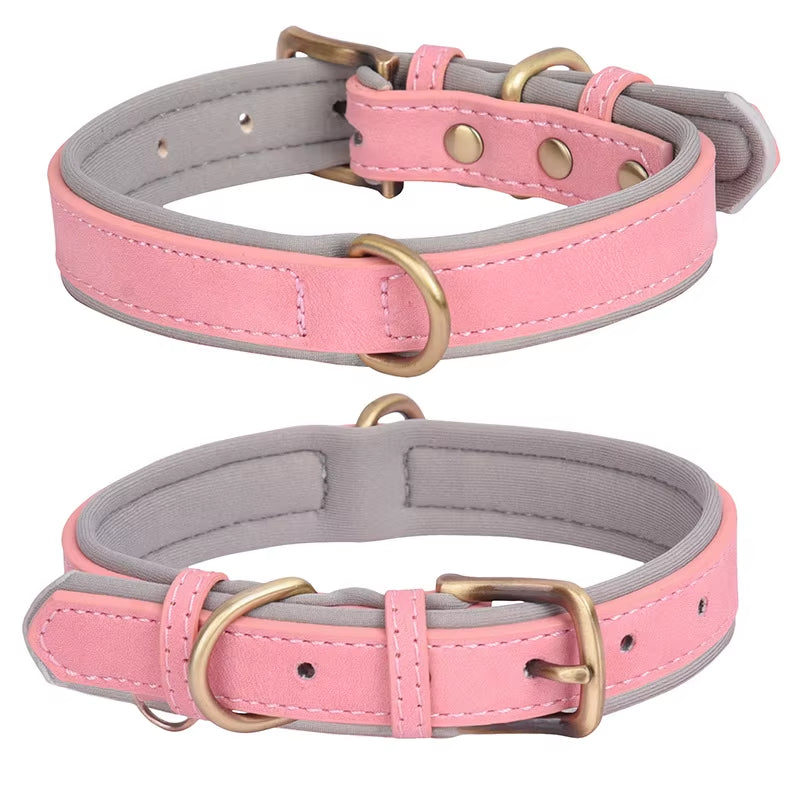 Factory Direct Sales Retro Leather Dog Leash with Breathable Dog Collar Contrast Color Solid Pattern Space Cotton Pet Lettering