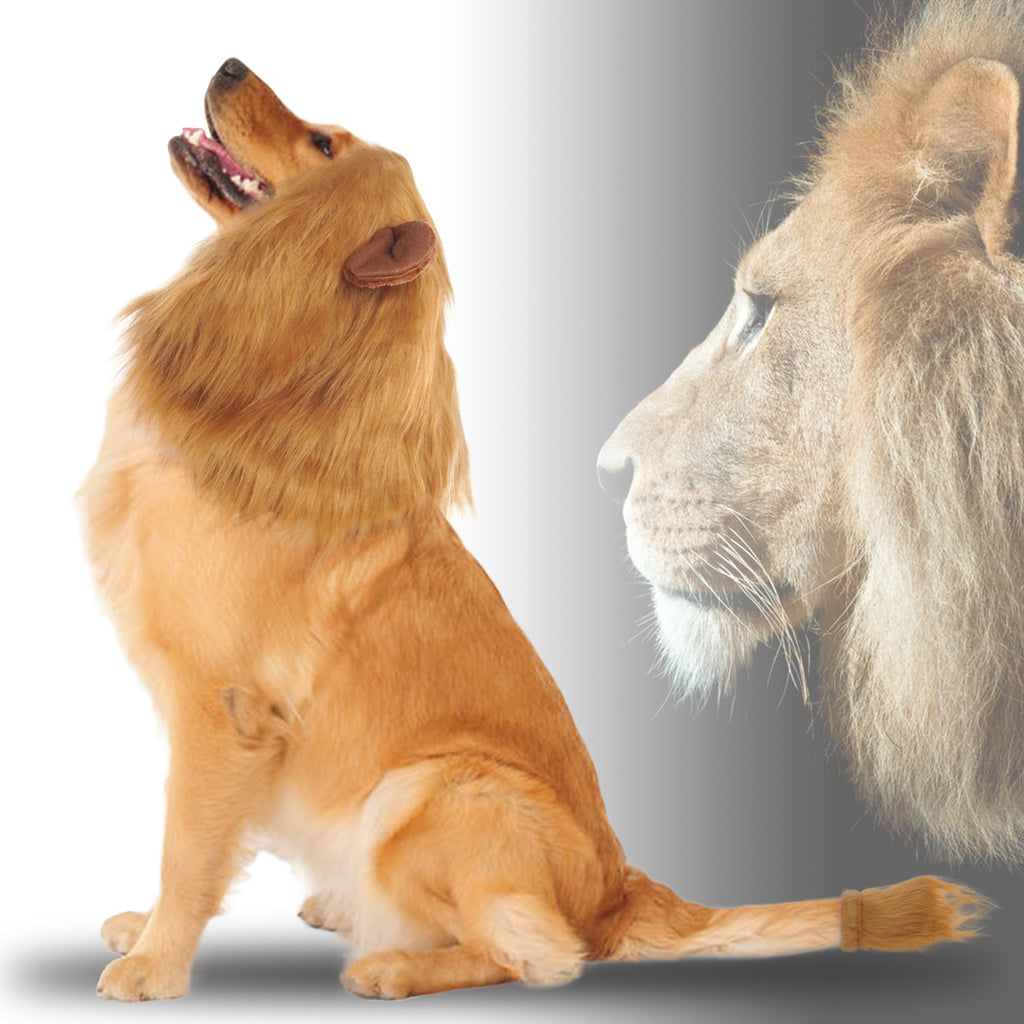Large Dog Lion Mane with Tail Halloween Dog Costumes Fits Neck Size 13- 29.13 Inch Funny Accessories for Holidays